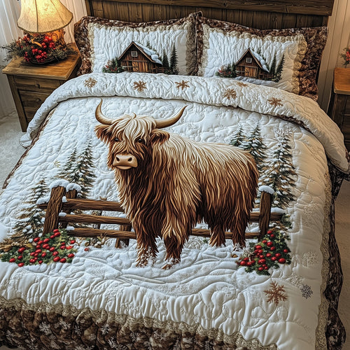 Highland in Snow 3-Piece Quilted Bedding Set GFTOHD7165