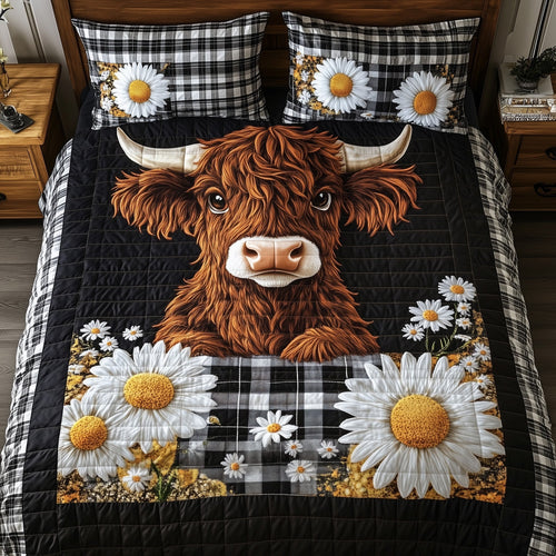 Highland Cow 3-Piece Quilted Bedding Set GFTOHD7169