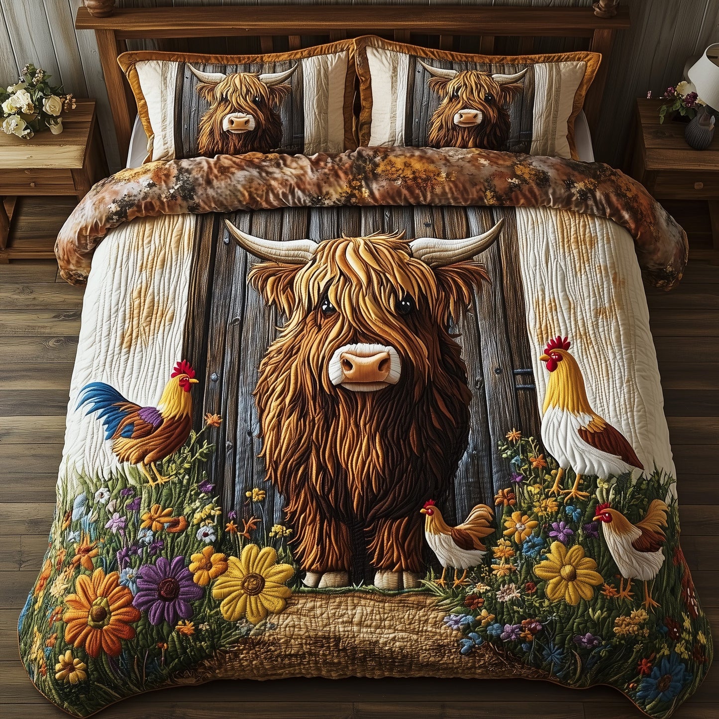 Highland Cow 3-Piece Quilted Bedding Set GFTOHD7178