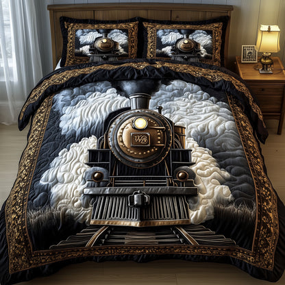 Rustic train 3-Piece Quilted Bedding Set GFTOHD7312