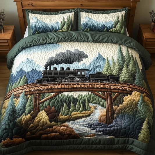 Train Forest Trails 3-Piece Quilted Bedding Set GFTOHD7326