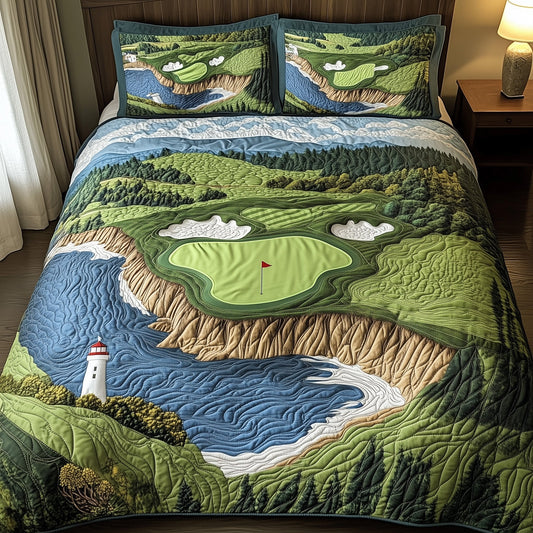 Seaside Fairway Dreams 3-Piece Quilted Bedding Set GFTOHD7383