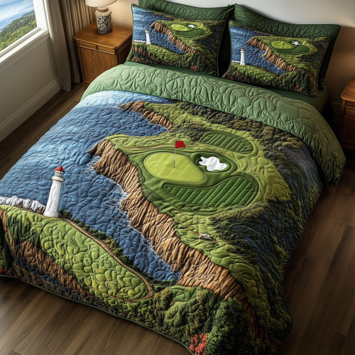 Seaside Fairway Dreams 3-Piece Quilted Bedding Set GFTOHD7384