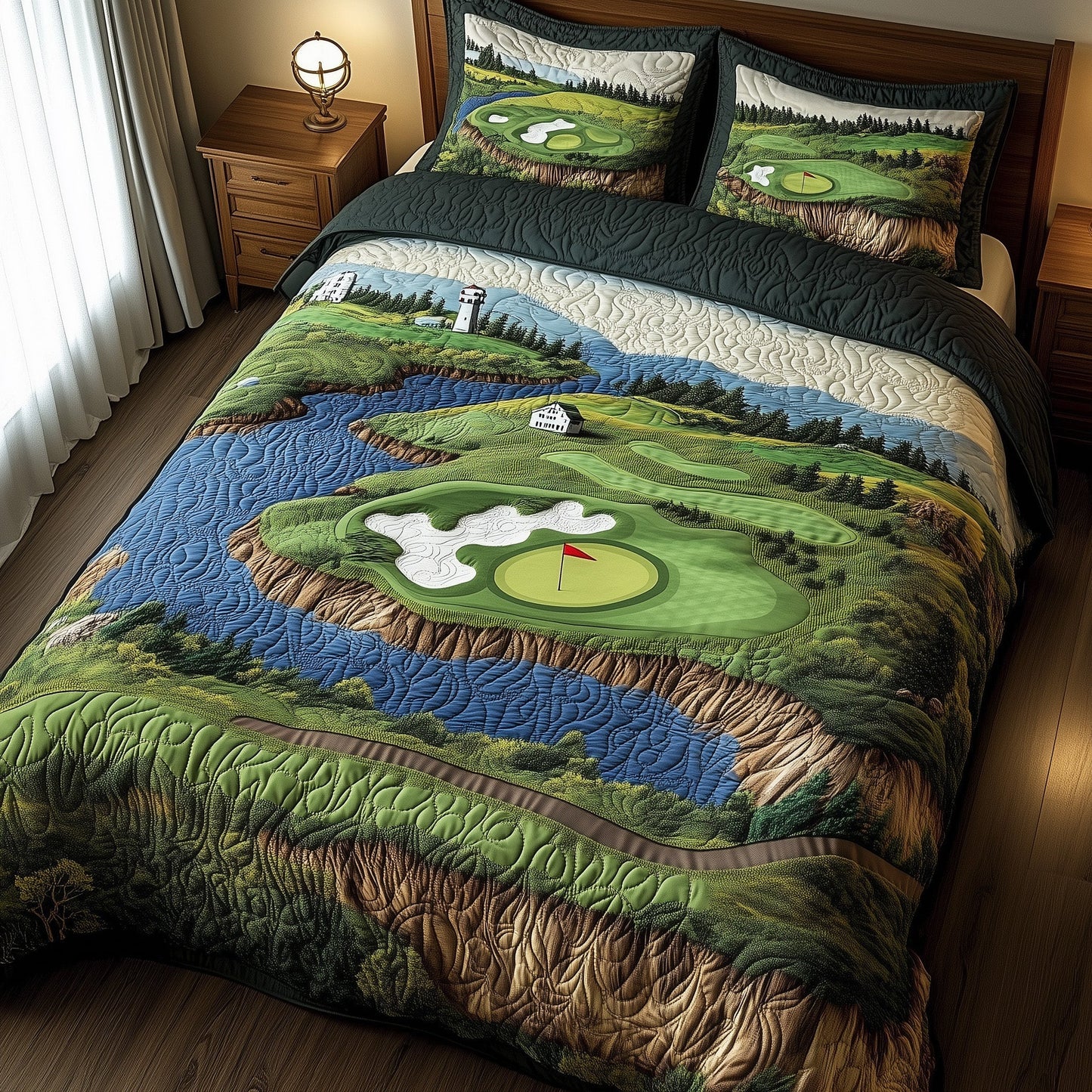 Seaside Fairway Dreams 3-Piece Quilted Bedding Set GFTOHD7386