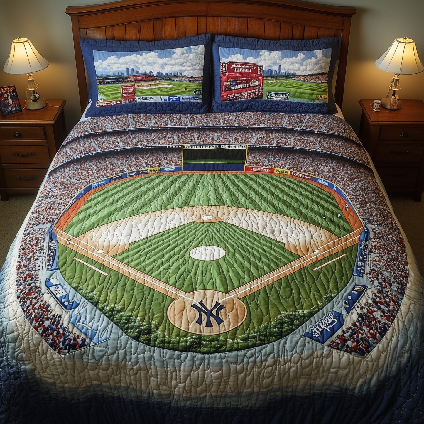 Baseball Field of Dreams 3-Piece Quilted Bedding Set GFTOHD7439