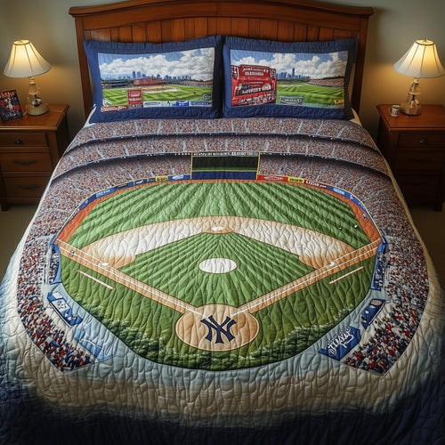 Baseball Field of Dreams 3-Piece Quilted Bedding Set GFTOHD7439