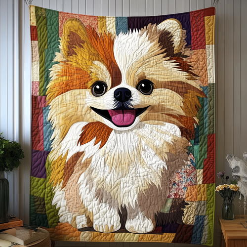 Joyful Pomeranian Quilted Blanket GFTOHD743