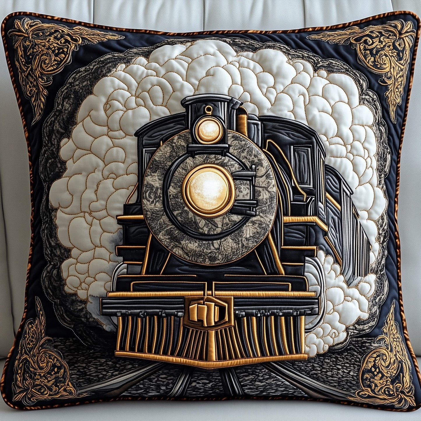Rustic Train Quilted Pillow Case GFTOHD7452