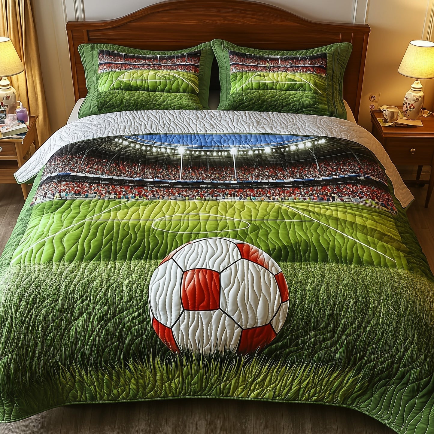 Soccer Field of Dreams 3-Piece Quilted Bedding Set GFTOHD7469