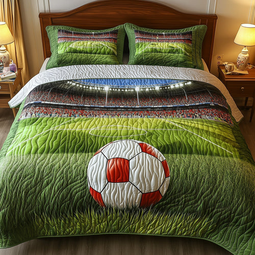 Soccer Field of Dreams 3-Piece Quilted Bedding Set GFTOHD7469