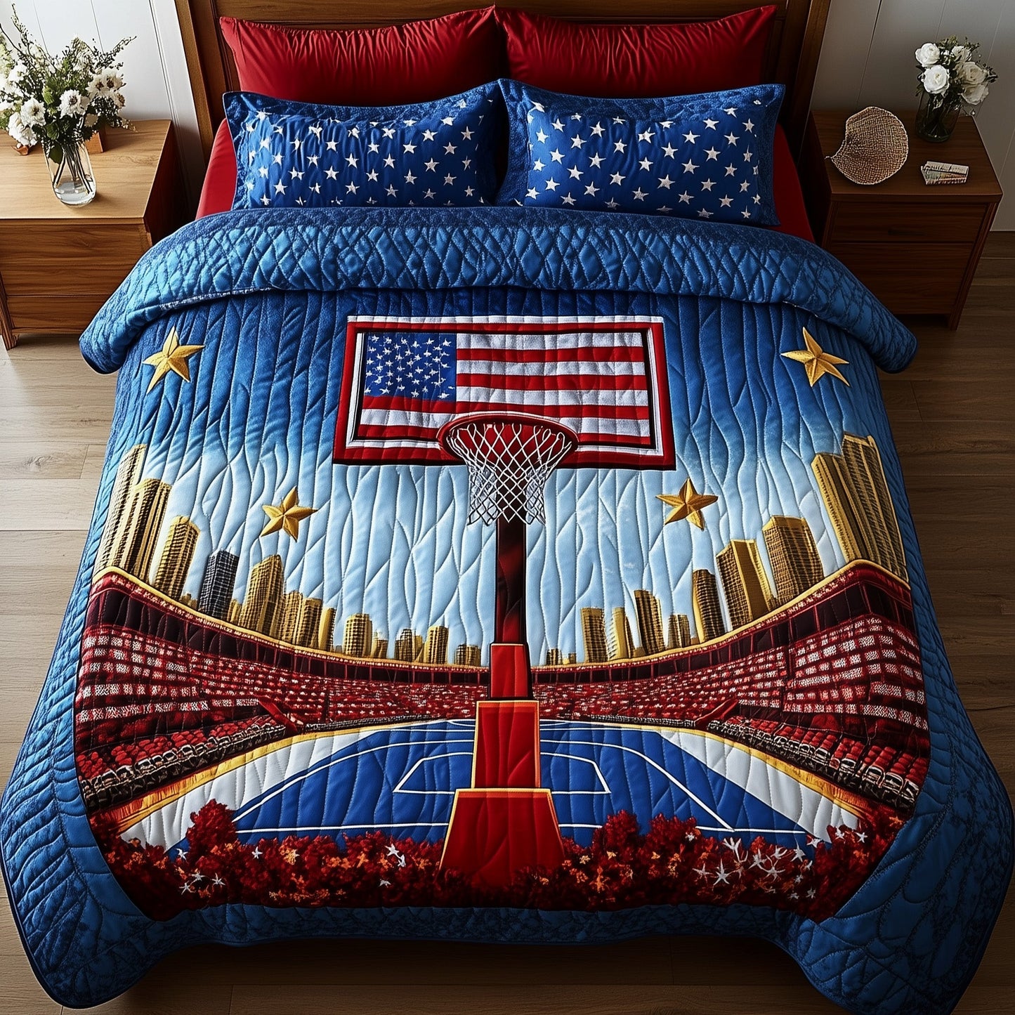 American Hoop Dream 3-Piece Quilted Bedding Set GFTOHD7621