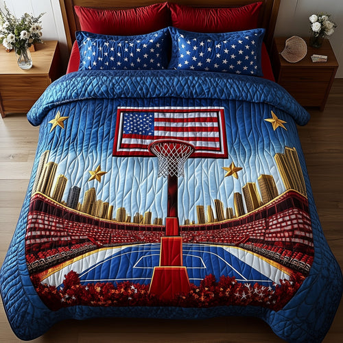 American Hoop Dream 3-Piece Quilted Bedding Set GFTOHD7621