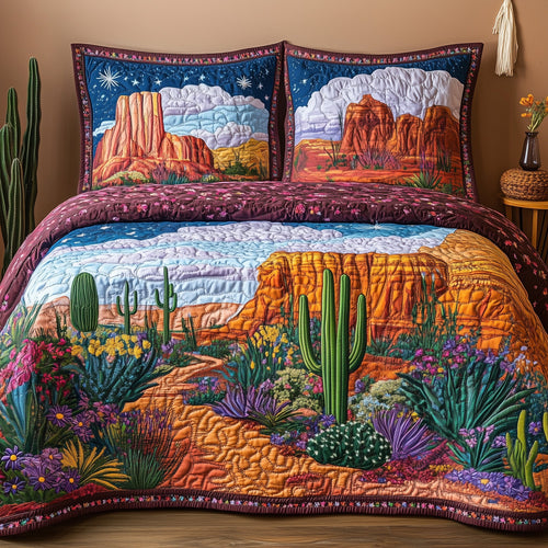 Canyon Bloom Symphony 3-Piece Quilted Bedding Set GFTOHD7648