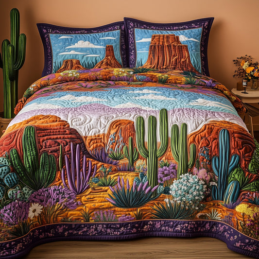 Canyon Bloom Symphony 3-Piece Quilted Bedding Set GFTOHD7660