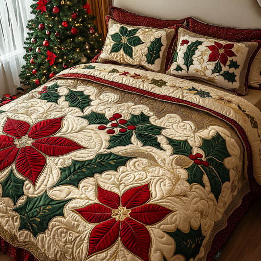 Festive Floral Dream 3-Piece Quilted Bedding Set GFTOHD770