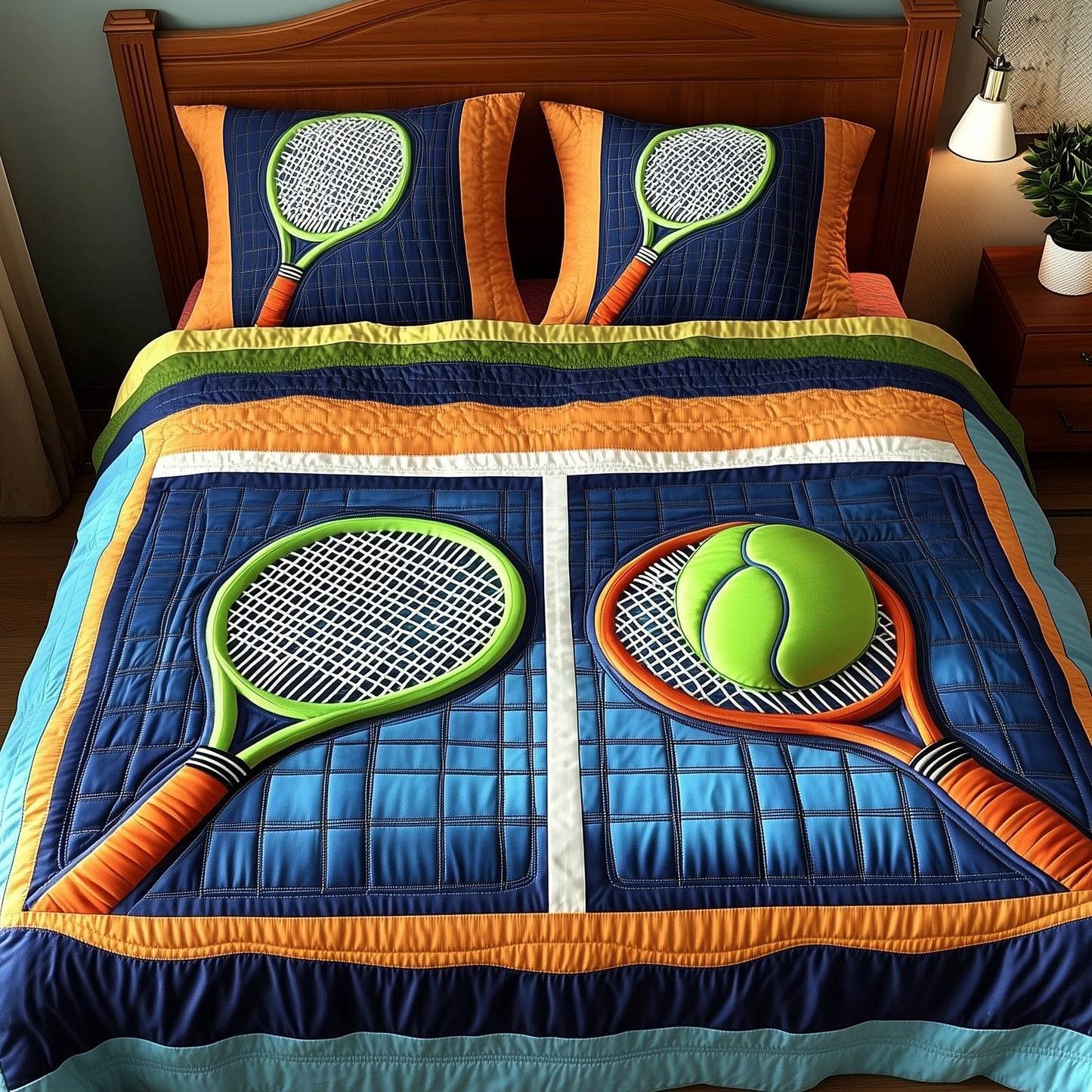 Tennis Time 3-Piece Quilted Bedding Set GFTOHD7719