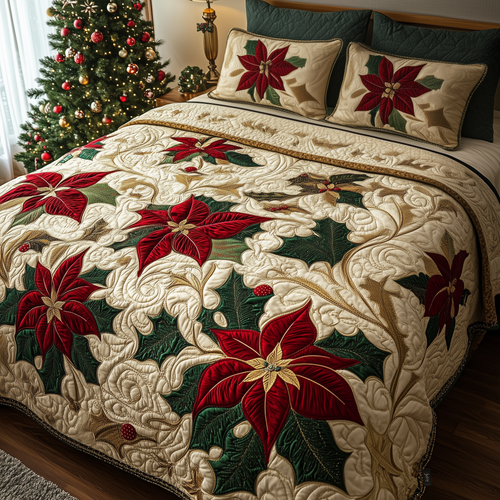 Festive Floral Dream 3-Piece Quilted Bedding Set GFTOHD771