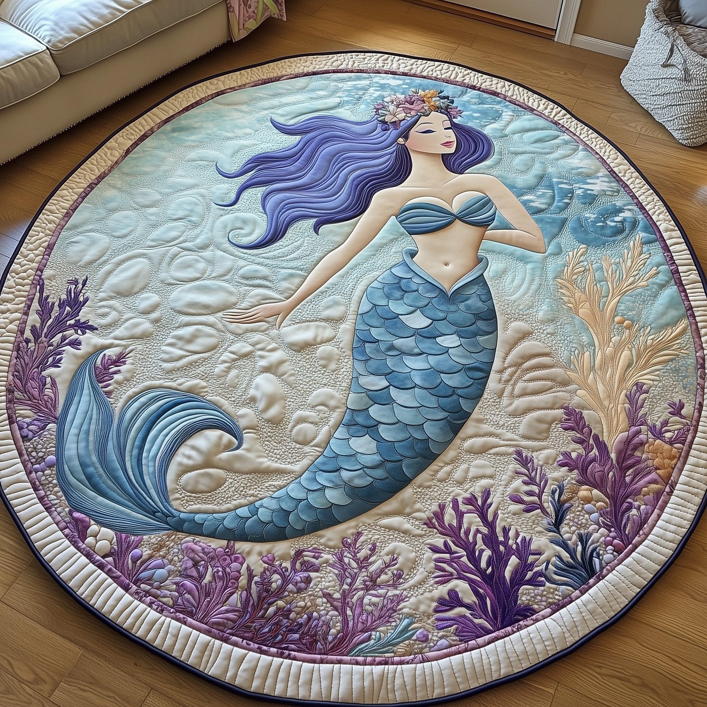 Enchanted Mermaid Quilted Round Mat GFTOHD7763