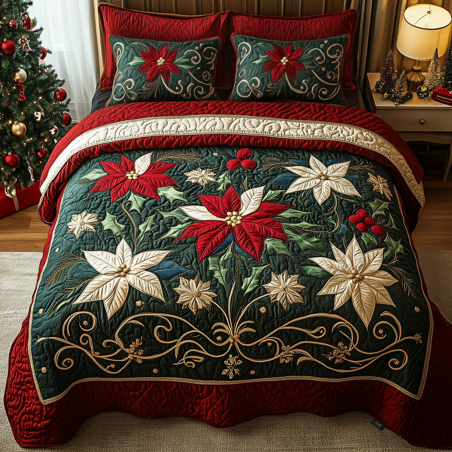 Festive Floral Dream 3-Piece Quilted Bedding Set GFTOHD776