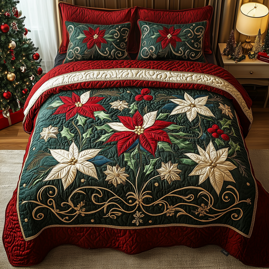 Festive Floral Dream 3-Piece Quilted Bedding Set GFTOHD776