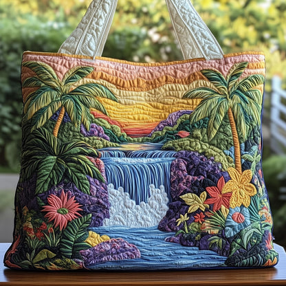 Tropical Waterfall Quilted Tote Bag GFTOHD7994
