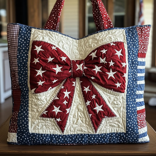 Patriotic Bow Quilted Tote Bag GFTOHD8001