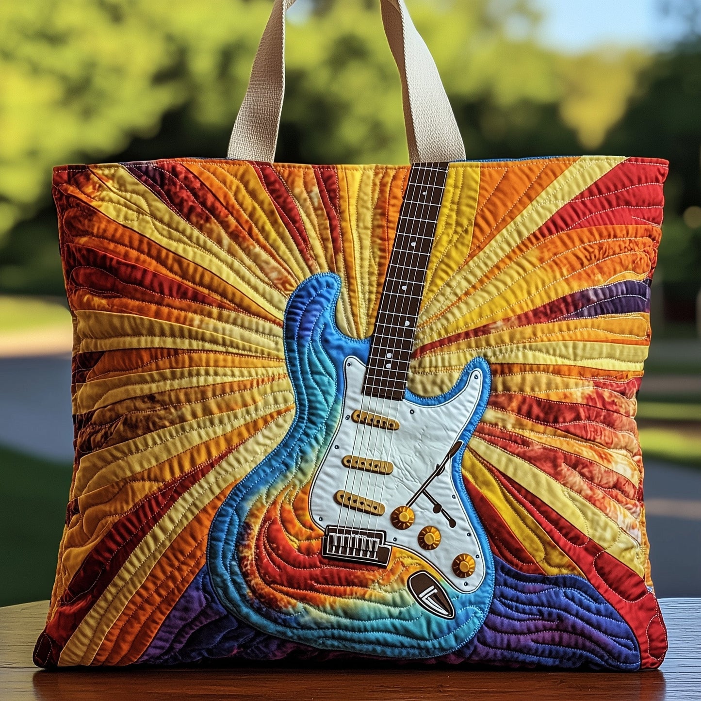 Sunshine Guitar Quilted Tote Bag GFTOHD8026