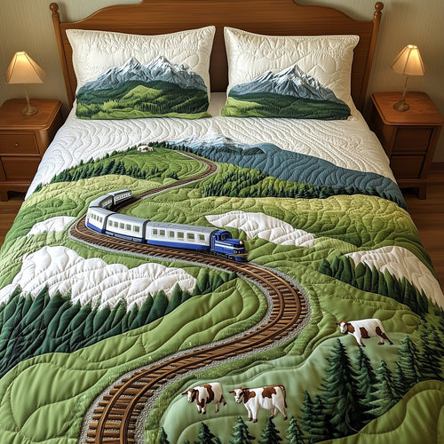 Train To Paradise 3-Piece Quilted Bedding Set GFTOHD8114
