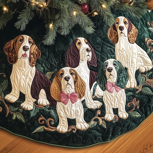 Joyful Basset Hound Quilted Tree Skirt GFTOHD822