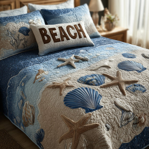 Tropical Beach 3-Piece Quilted Bedding Set GFTOHD8237