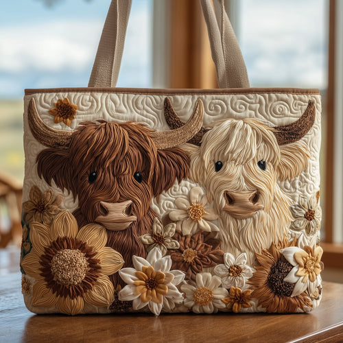 Highland Cow Quilted Tote Bag GFTOHD8253