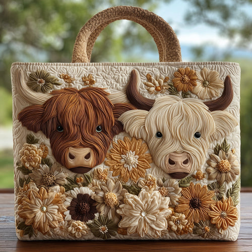 Highland Cow Quilted Tote Bag GFTOHD8254