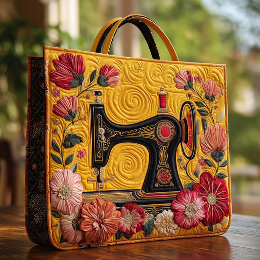 Artistic Sewing Machine Quilted Tote Bag GFTOHD8313