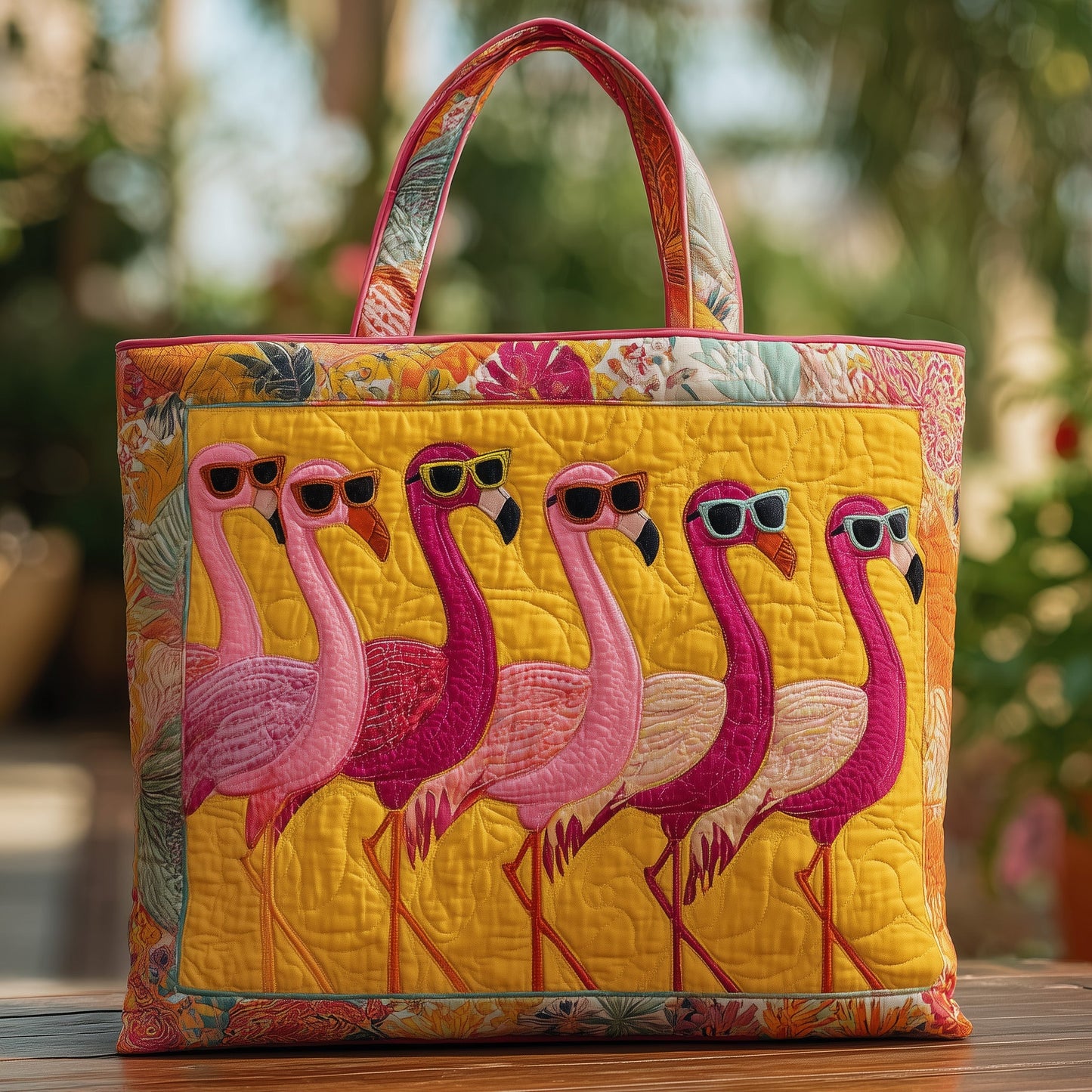 Tropical Flamingo Quilted Tote Bag GFTOHD8387