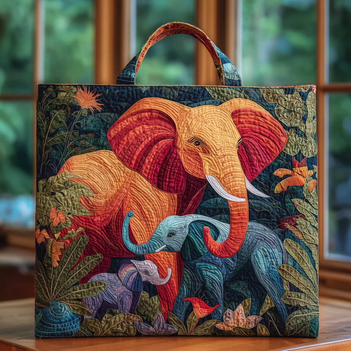 Elephant Family Quilted Tote Bag GFTOHD8508