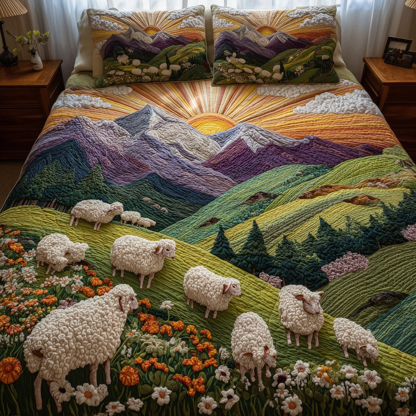 Sheep Heaven 3-Piece Quilted Bedding Set GFTOHD8547