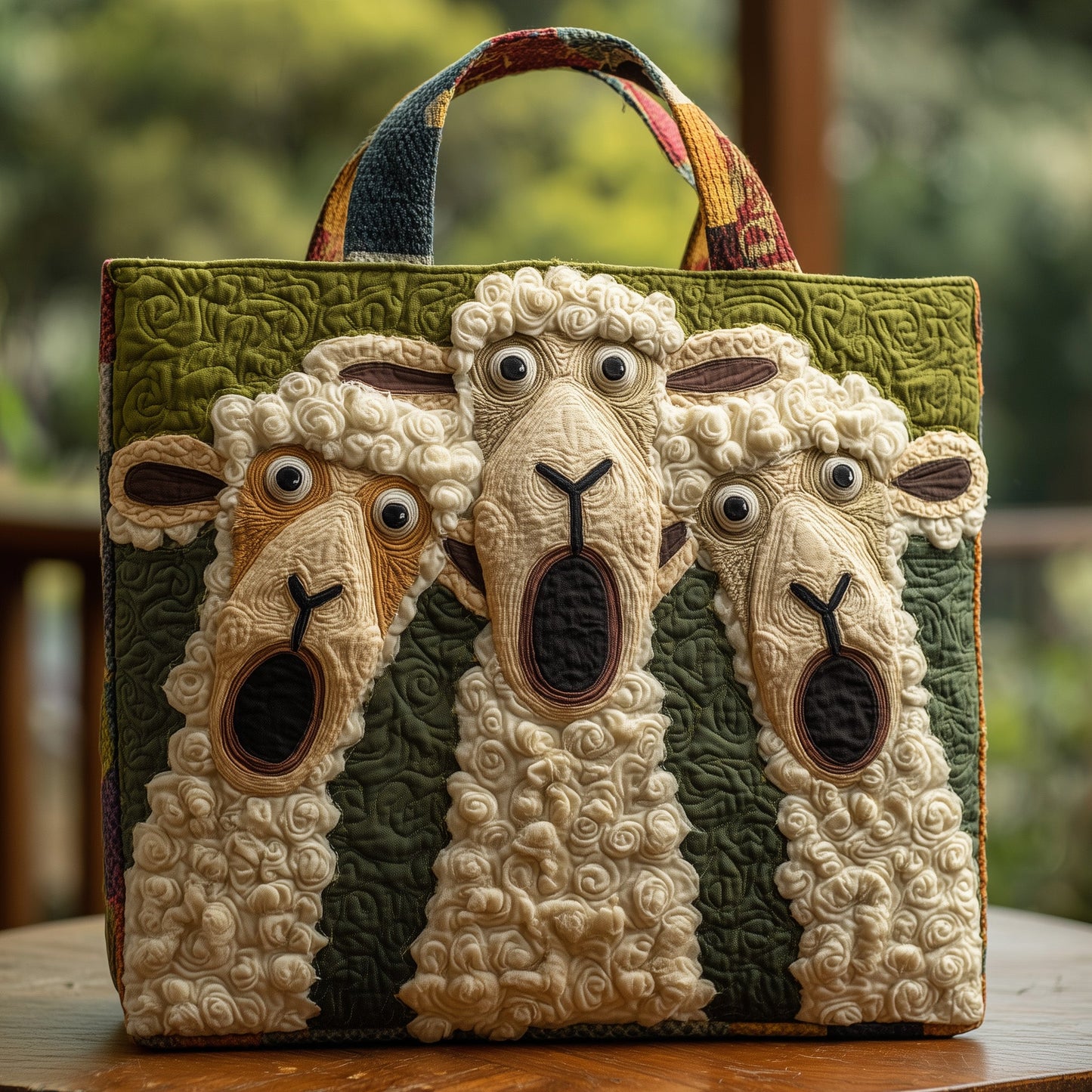 Silly Funky Sheep Quilted Tote Bag GFTOHD8662