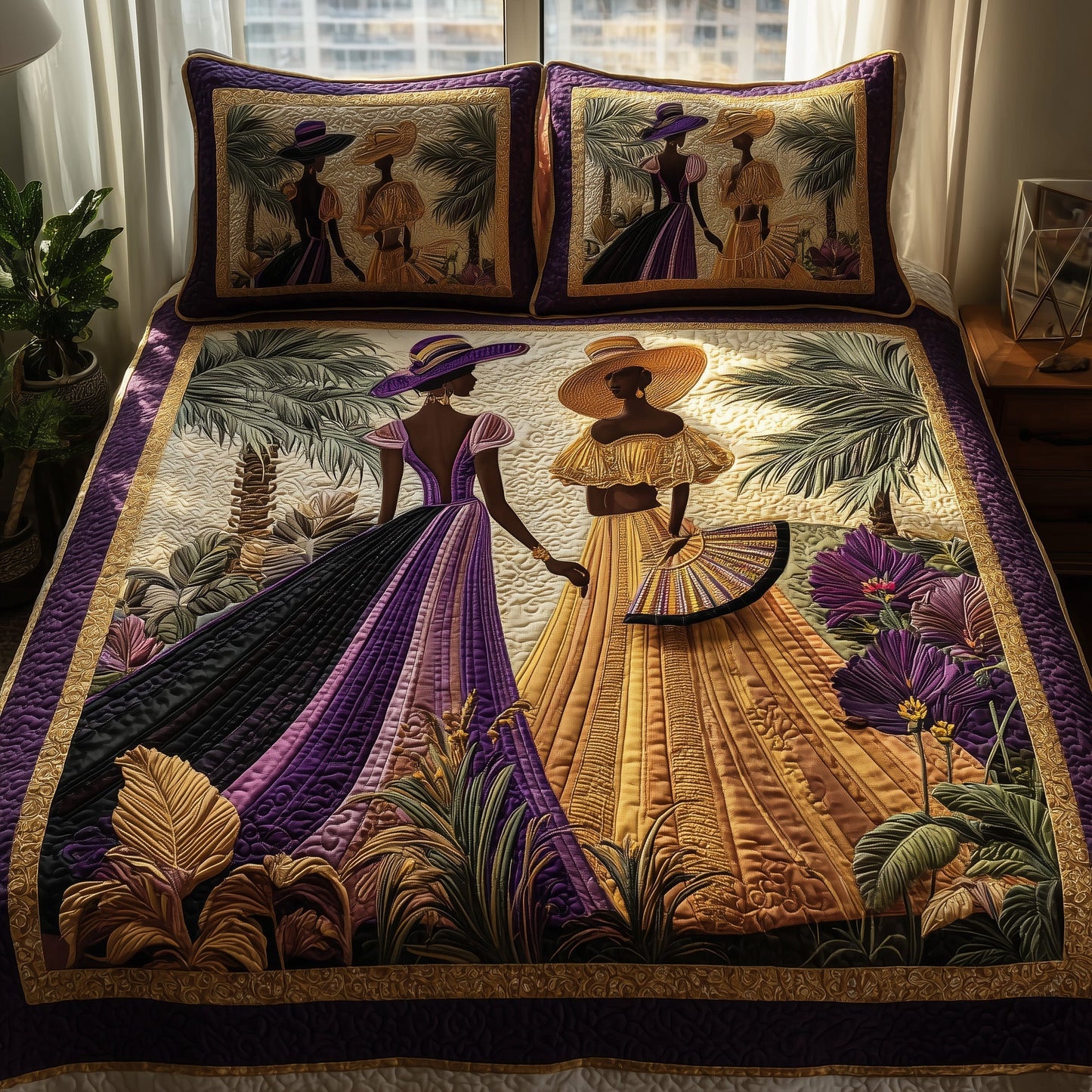 Golden Queens 3-Piece Quilted Bedding Set GFTOHD8687