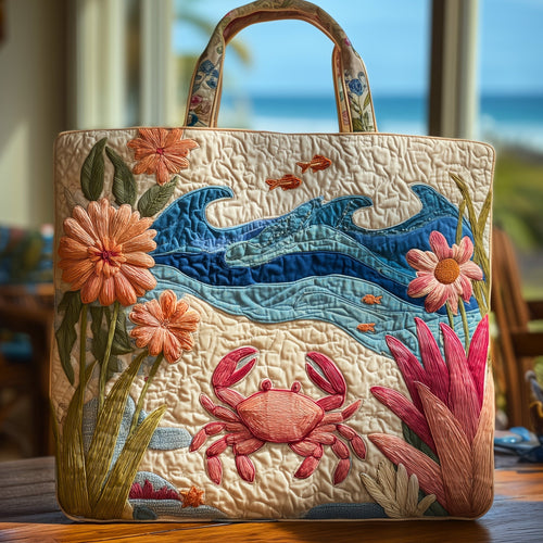 Tropical Beach Quilted Tote Bag GFTOHD8944