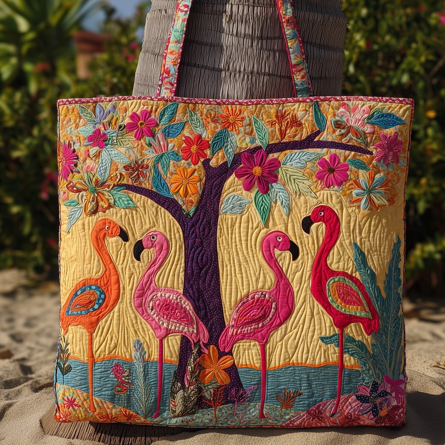 Flamingo Paradise Quilted Tote Bag GFTOHD8964