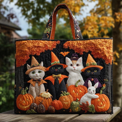 Cat Coven Halloween Quilted Tote Bag GFTOHD9040