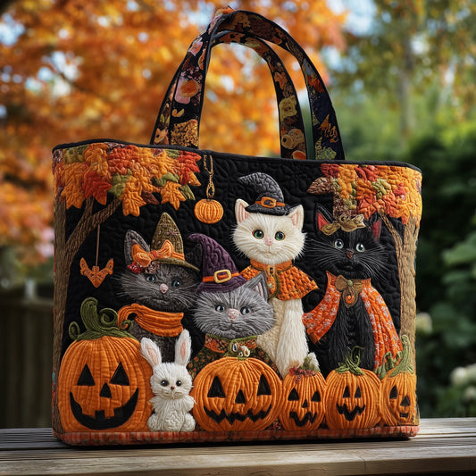Cat Coven Halloween Quilted Tote Bag GFTOHD9041