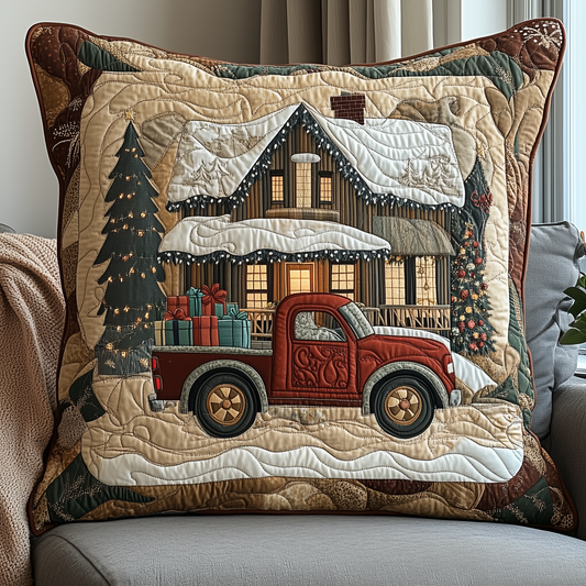 Peaceful Snow Cabin Quilted Pillow Case GFTOHD909