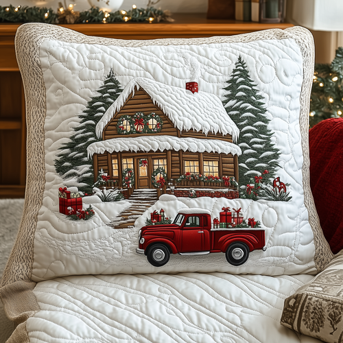 Peaceful Snow Cabin Quilted Pillow Case GFTOHD914