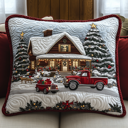 Peaceful Snow Cabin Quilted Pillow Case GFTOHD918