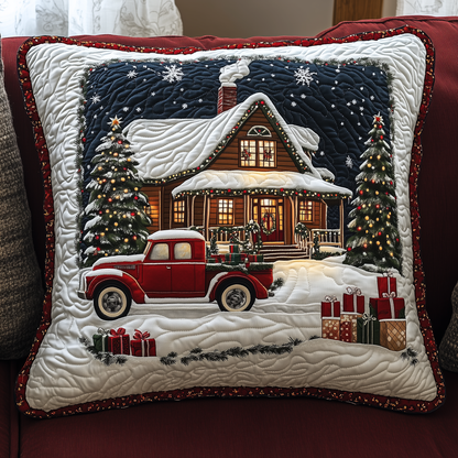 Peaceful Snow Cabin Quilted Pillow Case GFTOHD920