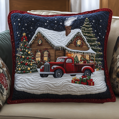 Peaceful Snow Cabin Quilted Pillow Case GFTOHD921