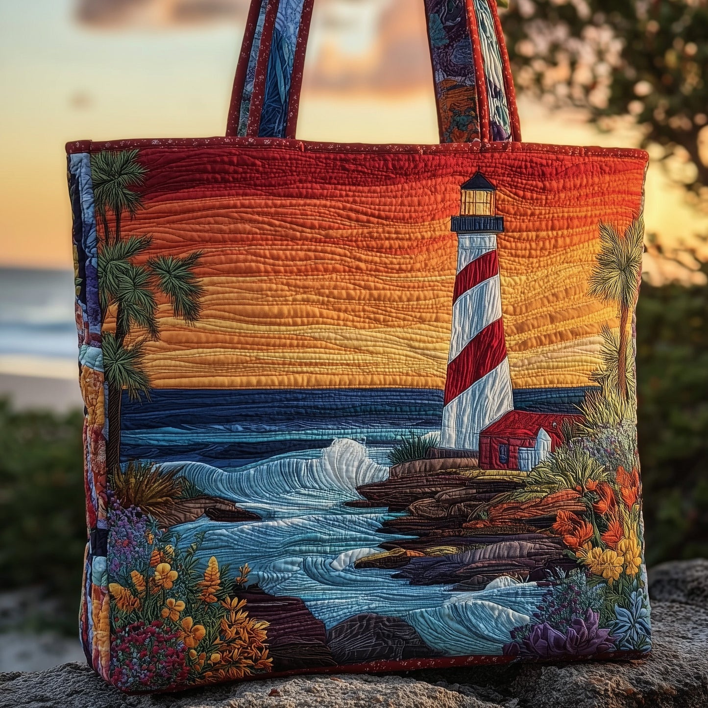 Nautical Lighthouse Quilted Tote Bag GFTOHD9224
