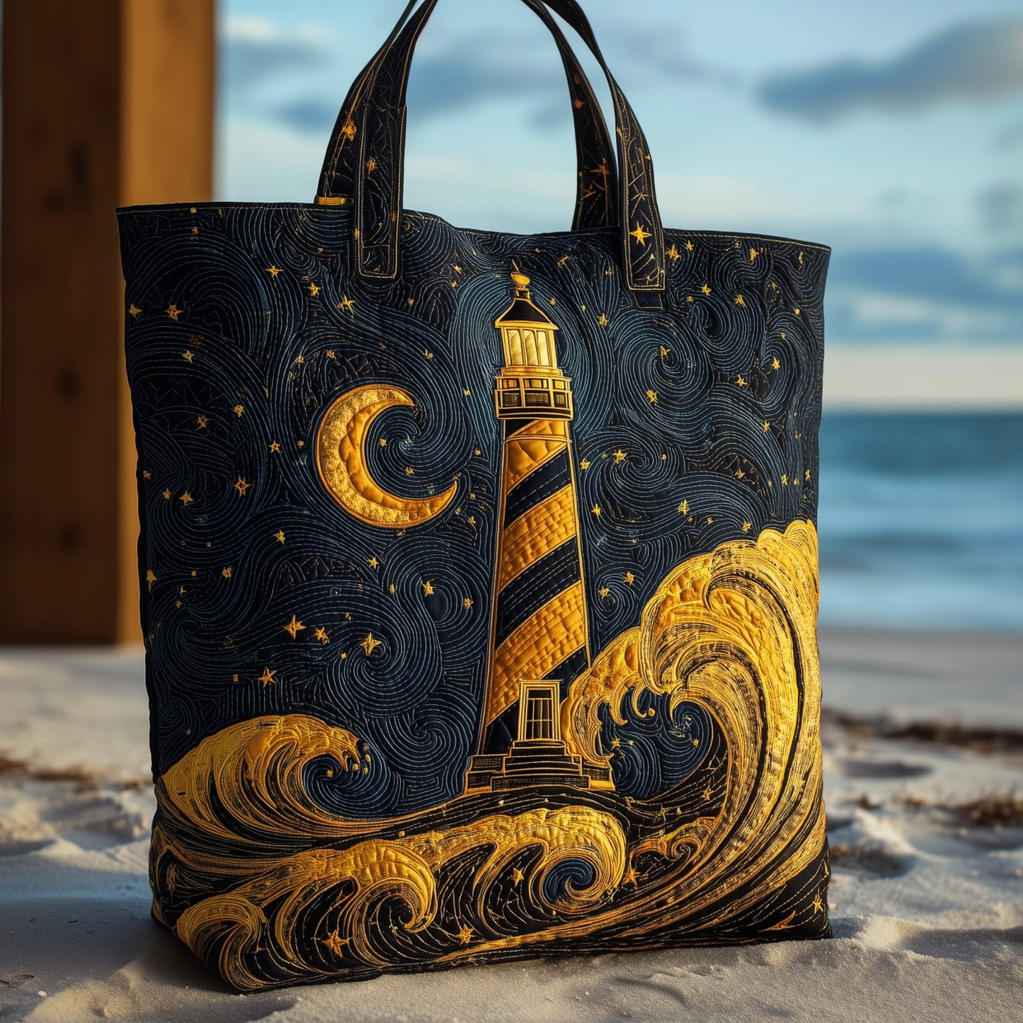 Nautical Lighthouse Quilted Tote Bag GFTOHD9229