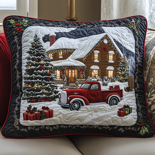 Peaceful Snow Cabin Quilted Pillow Case GFTOHD922